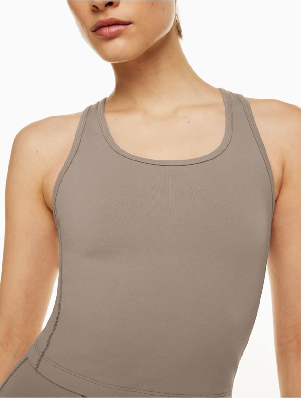 TNA Sleeveless Scoop Tank in Taupe